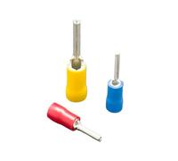 Terminal de Pin preaislado de PVC, conector de engarzado de extremo de cable eléctrico, Terminal de aguja de prensado en frío, uso for AWG22-10(100PCS PTE2,12mm Length)