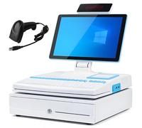 Terminal de punto de venta electrónico con caja registradora, pantalla táctil LED de 15,6", teclado de 101 teclas, escáner portátil, impresora térmica de 58 mm y cajón de efectivo White-SingleScreen