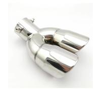 Terminal Escape Coche Tubo final silenciador doble universal | Tubo de escape con punta acero inoxidable Construcción de punta sólida(45 Angled Silver)