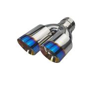 Terminal Escape Tubo Escape Universal Boquilla Azul Acero Inoxidable Decoración Doble Salida Piezas Automóvil Tubos 1Pieza(Left in60-out101mm)
