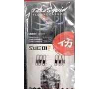 Terminal para la pesca a tataki Tako Squid Fluorocarbon, 2,00 m con 3 reposabrazos de 1 cm de diámetro 0,30 mm y mosquetones, paquete de 2 monturas listas