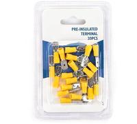 Terminal preaislado MDD2-250, amarillo, 250V, 2,5 mm², 20 uds./blíster, ideal para conexiones eléctricas seguras y eficientes.