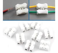 Terminal Rápido Autoblocante CH-2 220V 2 Pin Conector de Cable Tipo de Prensa 100 Unidades Blanco