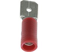 Terminal rojo plano preaislado macho reforzado en blíster, 6,35 mm x 0,8 mm, 0,3 a 1,5 mm2, lote de 8