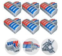 Terminales de Conexión, CTRICALVER Rápida Terminales de Enchufables, 6 Piezas Conductor Cable Conecto, 2 en 6 fuera Compacto Bloque Terminal