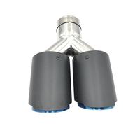 Terminales de Escape 1 Pieza Silenciador Tubo Escape Doble Coche Universal Recto Acero Inoxidable Color Azul Silenciador Trasero Coche(73MM IN-89MM OUT)