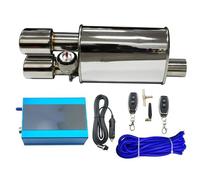 Terminales de Escape Kit Tubo Escape Con Control Válvula Vacío Automóvil Silenciador Variable Acero Inoxidable Universal 51 63 76Mm Boquilla Silenciador Trasero Coche(LEFT 76MM C)