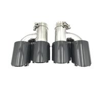 Terminales de Escape Punta Silenciador Carbono Brillante Forma H Doble Salida Silenciadores Tubo Escape Universales Acero Inoxidable Tostado Cualquier Automóvil Silenciador Trasero Coche(ID 48-OD 89)