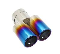 Terminales de Escape Silenciadores Estilo Automóvil Tubo Escape Garganta Cola Punta Plana Universal Recta Silenciador Salida Doble Varios Tamaños Acero Inoxidable Silenciador Trasero Coche(BLUE 63MM)