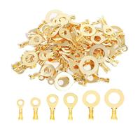 terminales de presión de anillo de cobre, O-Shoe Type Ring Insulated Crimp Terminals 100PCS Gold Brass Multiple Sizes(M3-100PCS)
