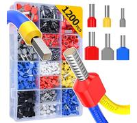 Terminales eléctricos, 1200 terminales eléctricos Preciva, 300 terminales de dos hilos más 900 terminales de un solo hilo, adecuados para engarzar bricolaje e industrial