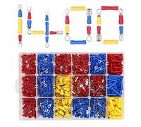 Terminales Eléctricos Conectores, ULIFEME 1400 Piezas Crimpado Aisladas Conectores, Surtido Cobre Terminales Eléctrico Conector Faston para Cables, Anillo, Horquilla y Spade Lug Kit con Paquete de PVC