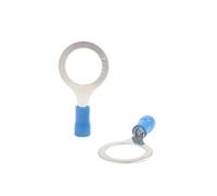 Terminales eléctricos de anillo, Terminales de anillo aislados azul 100 Uds Set RV2 16-14 AWG M3-M8 latón plástico Auto Marine(Blue Rv2-12)