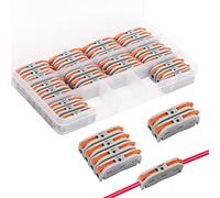 Terminales Eléctricos de Conexión Rápida, KEEHOM 30 Piezas SPL-1 Bornes de Conexión Eléctrica Bloque Conectores de Cable con Palanca Presión de Resorte, Combinación Libre para Cables Flexibles Fijos