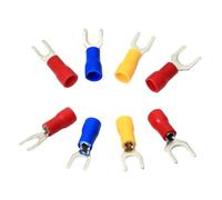 Terminales eléctricos de engarce latón SV, 100 Uds., forma horquilla, prensas Finales corriente grande, conectores cable con manguitos prensado(SV1.25-3.2 Red)