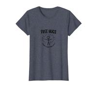 Términos y Condiciones de Free Hugs Apply Funny Stick Figure Camiseta, Mujer, Azul Jaspeado, M