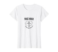 Términos y Condiciones de Free Hugs Apply Funny Stick Figure Camiseta, Mujer, Blanco, XS