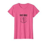Términos y Condiciones de Free Hugs Apply Funny Stick Figure Camiseta, Mujer, Rosa Jaspeado, L
