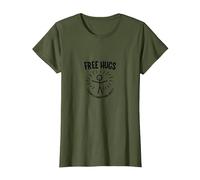 Términos y Condiciones de Free Hugs Apply Funny Stick Figure Camiseta, Mujer, Verde Oliva, XL