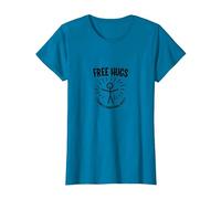 Términos y Condiciones de Free Hugs Apply Funny Stick Figure Camiseta, Mujer, Zafiro, L