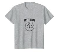 Términos y Condiciones de Free Hugs Apply Funny Stick Figure Camiseta, Niños, Gris Jaspeado, 6 años