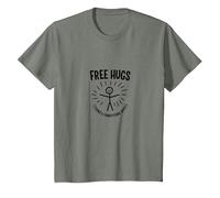 Términos y Condiciones de Free Hugs Apply Funny Stick Figure Camiseta, Niños, Verde Militar Jaspeado, 10 años