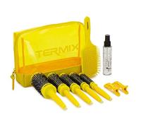 Termix Pack Brushing en 3 Pasos. Incluye 5 Cepillos De Pelo Termix, Sérum Para Las Puntas Abiertas, Cepillo de Pelo Paddle para Desenredar y 2 Pinzas. Color Amarillo Flúor.