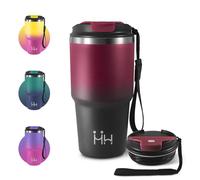 Termo 600ml, Taza de Café para Llevar, Termo de Acero Inoxidable con Doble Pared Aislante, Reutilizables, sin BPA, Taza Térmica Portátil de Doble Pared con Tapa, para Ciclismo, Oficina, Café, Gym