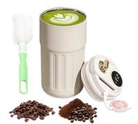 Termo Cafe Pequeño, 450ml Vaso Termo Cafe para Llevar, Taza Termica con Indicador LED de Temperatura, Taza Termo Cafe para Llevar con Tapa, Vaso Termico Cafe, Sin BPA (Blanco)