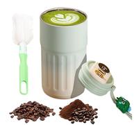 Termo Cafe Pequeño, 450ml Vaso Termo Cafe para Llevar, Taza Termica con Indicador LED de Temperatura, Taza Termo Cafe para Llevar con Tapa, Vaso Termico Cafe, Sin BPA (Verde con Degradado)
