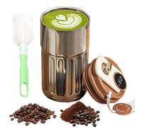 Termo Cafe Pequeño, 450ml Vaso Termo Cafe para Llevar, Taza Termica con Indicador LED de Temperatura, Taza Termo Cafe para Llevar con Tapa, Vaso Termico Cafe, Sin BPA (Plata con Café)
