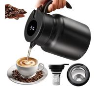 Termo de 1 litro con colador de té, jarra térmica con indicador de temperatura, jarra de café (sin fugas, sin gotas), cafetera bien sellada, para café, té y leche