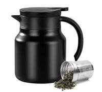 Termo de 1 litro con colador de té, pequeño termo de viaje con extraíble, bien sellada, jarra de café de acero inoxidable