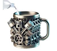 Termo De Acero Inoxidable Con Asa - Diseño De Motor Para Bebidas Lácteas | Bebidas Frías Y Calientes Para Mañana Y Tarde, Para Viajes, Casa Y Trabajo En Acero Duradero