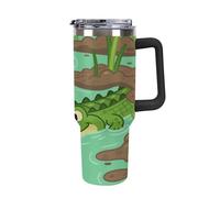 Termo de acero inoxidable de 1,18 l con asa y tapa con pajita. El diseño cónico cabe en el portavasos de tu coche que acecha termo estampado. Imprescindible para acampar y fitness