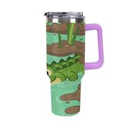 Termo de acero inoxidable de 1,18 l con asa y tapa con pajita. El diseño cónico cabe en el portavasos de tu coche que acecha termo estampado. Imprescindible para acampar y fitness