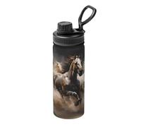 Termo de acero inoxidable Running of the Horses, adecuado para ciclismo, gimnasio, baloncesto, viajes, termo de 510.3 g, termo para deportes al aire libre