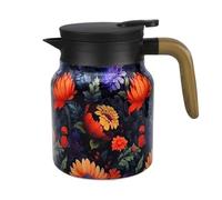 Termo de acero inoxidable - Tetera de 800 ml con filtro infusor extraíble - Cafetera al vacío diseño floral para té, café, bebidas calientes