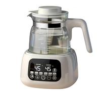 Termo de cristal para tetera de 1,3 L con control de temperatura, 72 h para mantener caliente, calentador de agua rápido con calefacción de chasis de 360°, aviso de temperatura LED y control de WHITE