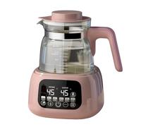 Termo de cristal para tetera de 1,3 L con control de temperatura, 72 h para mantener caliente, calentador de agua rápido con calefacción de chasis de 360°, aviso de temperatura LED y control de PINK