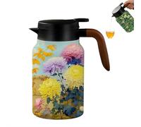 Termo de té con patrón floral, jarra térmica de acero inoxidable, 1500 ml, utilizada para uso familiar, entretener a los invitados o disfrute personal prolongado (D)