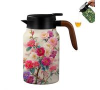 Termo de té con patrón floral, jarra térmica de acero inoxidable, 1500 ml, utilizada para uso familiar, entretener a los invitados o disfrute personal prolongado (C)