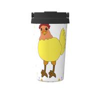 Termo de vacío impreso con diseño de gallina cantante, taza de café portátil, taza de agua para oficina y fitness