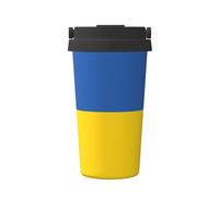 Termo de vacío impreso con la bandera de Ucrania, taza de café portátil, taza de agua de oficina