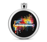 Termo de whisky con teclado de piano colorido, pequeño, portátil, de viaje, de acero inoxidable, a prueba de fugas, para bodas, padrinos de boda, regalo de dama de honor, 5 onzas