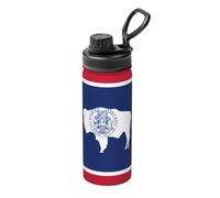Termo deportivo de acero inoxidable con bandera del estado de Wyoming, de 18 onzas, adecuado para hombres y mujeres, conservación eficiente del calor, fácil de transportar