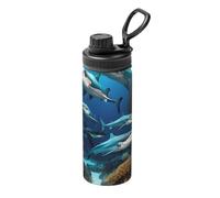 Termo deportivo de acero inoxidable Submarine Shark Coral de 18 onzas, adecuado para hombres y mujeres, conservación eficiente del calor, fácil de transportar