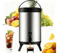 Termo dispensador de bebidas frías y calientes, 6 L/8 L/10 L, fuente isotérmica dispensador de bebidas de acero inoxidable, dispensador de bebidas con grifo portátil (8 L)