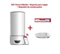 Termo eléctrico con aerotermia, ariston, lydos hybrid wifi 100l + depósito de condensados + soporte de pared instafix, clase energetica a
