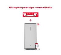 Termo eléctrico inteligente, ariston, velis tech dry 80l + sorpote de pared instafix, vertical u horizontal, clase energetica b